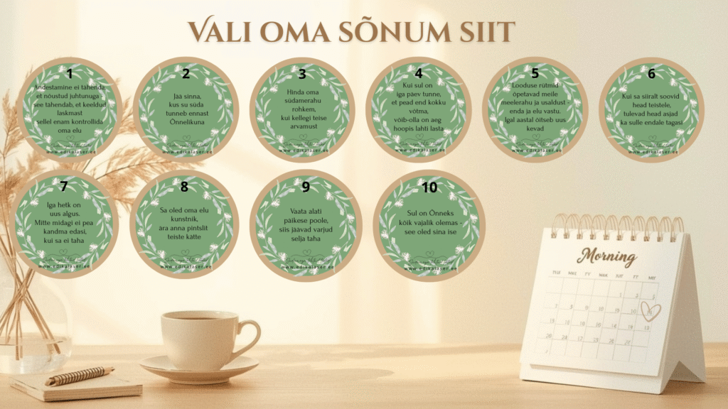 Inspireerivate sõnumitega tassialused