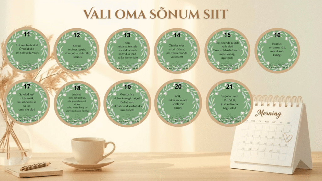 Inspireerivate sõnumitega tassialused